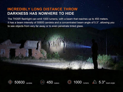 Lampe Torche Tactique Compacte Fenix TK05R - 1000 Lumens rechargeable  NYCTALOPE  