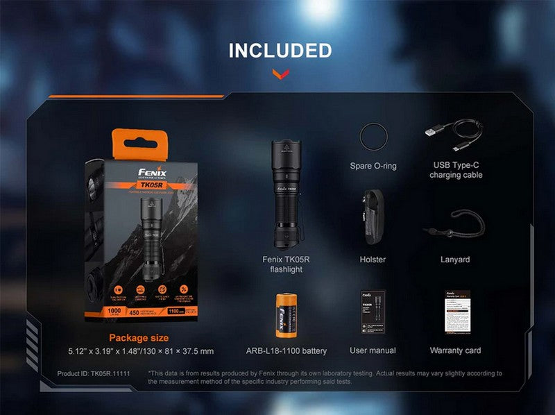 Lampe Torche Tactique Compacte Fenix TK05R - 1000 Lumens rechargeable  NYCTALOPE  