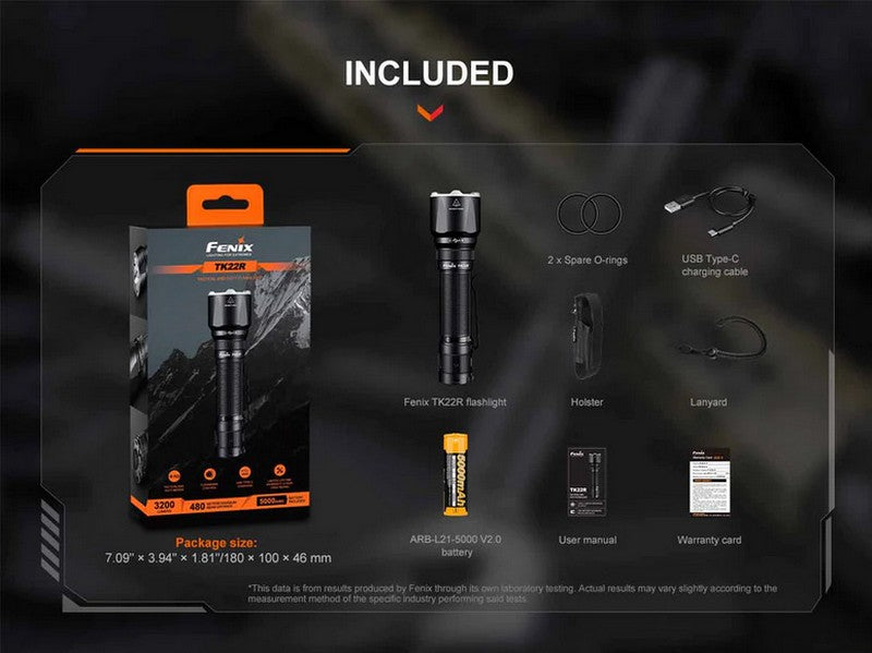 Lampe Torche Fenix TK22R - 3200 Lumens - Rechargeable interrupteur FlexiSensa  NYCTALOPE  