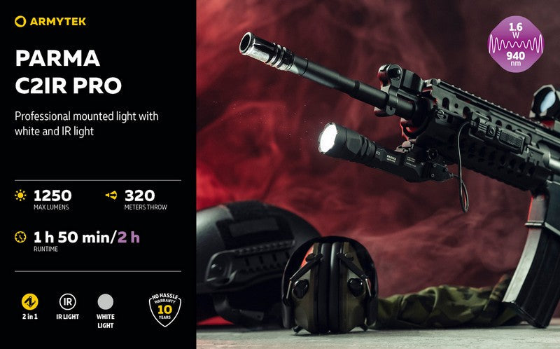 Lampe torche tactique Armytek Parma C2iR Pro 1250 Lumens + Infrarouge  NYCTALOPE  