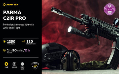 Lampe torche tactique Armytek Parma C2iR Pro 1250 Lumens + Infrarouge  NYCTALOPE  