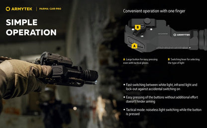 Lampe torche tactique Armytek Parma C2iR Pro 1250 Lumens + Infrarouge  NYCTALOPE  