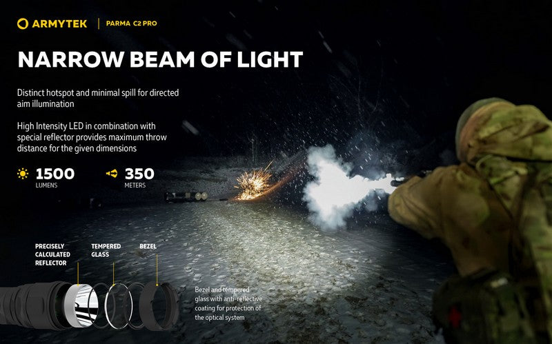 Lampe torche tactique Armytek Parma C2 Pro - 1500 Lumens