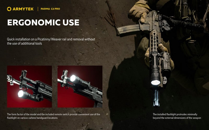 Lampe torche tactique Armytek Parma C2 Pro - 1500 Lumens  NYCTALOPE  