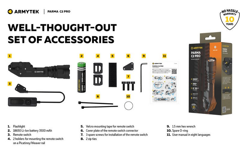 Lampe torche tactique Armytek Parma C2 Pro - 1500 Lumens