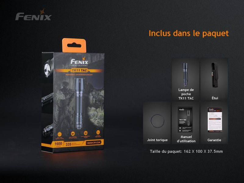 Lampe Torche Fenix TK11 TAC – 1600 Lumens – Interrupteur tactique breveté  NYCTALOPE  
