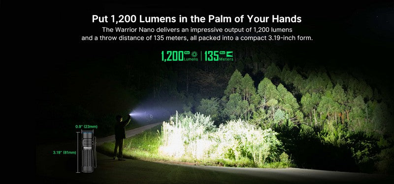 Lampe Torche Olight WARRIOR Nano - 1200 Lumens - EDC rechargeable