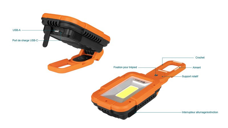 Lampe de travail lanterne Olight Swivel Pro max - 1600 Lumens projecteur rechargeable  NYCTALOPE  