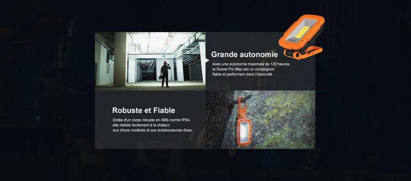 Lampe de travail lanterne Olight Swivel Pro max - 1600 Lumens projecteur rechargeable  NYCTALOPE  