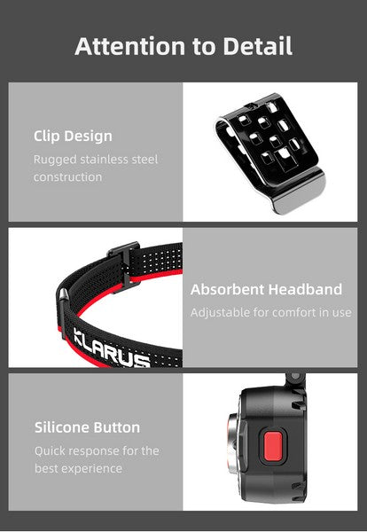 Lampe Frontale Klarus HM3 - 670 Lumens - Lumière rouge - rechargeable - Ultra légère  NYCTALOPE  