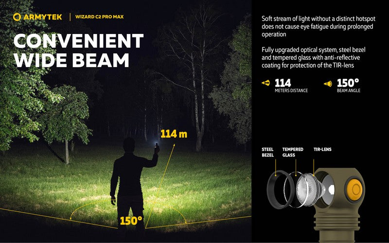 Lampe Frontale Armytek Wizard C2 PRO MAX OLIVE Magnet USB 4000 Lumens - rechargeable en USB  NYCTALOPE  