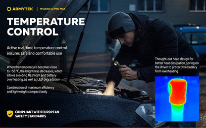 Lampe Frontale Armytek Wizard C2 PRO MAX OLIVE Magnet USB 4000 Lumens - rechargeable en USB  NYCTALOPE  