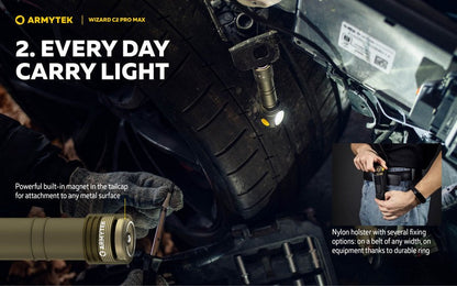 Lampe Frontale Armytek Wizard C2 PRO MAX OLIVE Magnet USB 4000 Lumens - rechargeable en USB  NYCTALOPE  