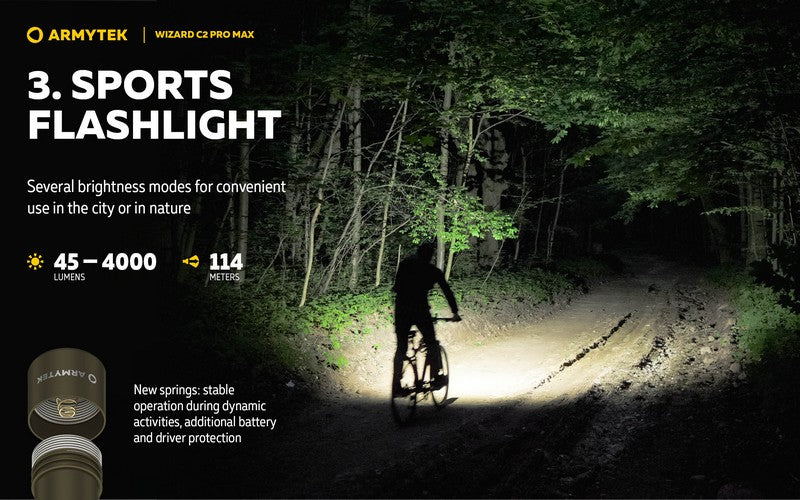 Lampe Frontale Armytek Wizard C2 PRO MAX OLIVE Magnet USB 4000 Lumens - rechargeable en USB  NYCTALOPE  
