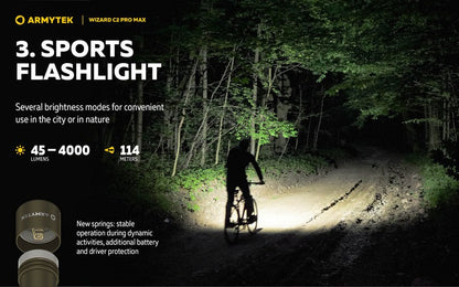 Lampe Frontale Armytek Wizard C2 PRO MAX OLIVE Magnet USB 4000 Lumens - rechargeable en USB  NYCTALOPE  