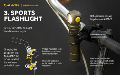 Lampe Frontale Armytek Wizard C2 PRO MAX OLIVE Magnet USB 4000 Lumens - rechargeable en USB  NYCTALOPE  