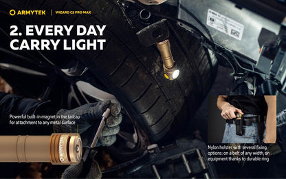 Lampe Frontale Armytek Wizard C2 PRO MAX SAND Magnet USB 4000 Lumens - rechargeable en USB  NYCTALOPE  