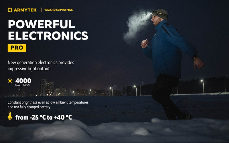 Lampe Frontale Armytek Wizard C2 PRO MAX SAND Magnet USB 4000 Lumens - rechargeable en USB  NYCTALOPE  