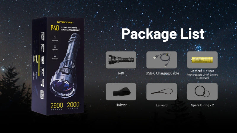 Lampe torche Nitecore P40 tactique laser LEP – 2000 Lumens  NYCTALOPE  