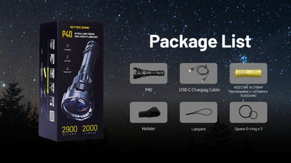 Lampe torche Nitecore P40 tactique laser LEP – 2000 Lumens  NYCTALOPE  