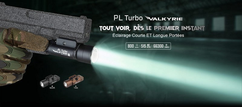 Lampe Torche Olight PL TURBO Valkyrie Noir – 800 Lumens - Lampe tactique militaire professionnelle