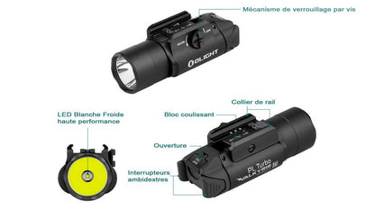 Lampe Torche Olight PL TURBO Valkyrie Noir – 800 Lumens - Lampe tactique militaire professionnelle  NYCTALOPE  