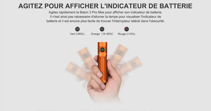 Lampe Torche Olight Baton 3 Pro Max - 2500 Lumens  NYCTALOPE  