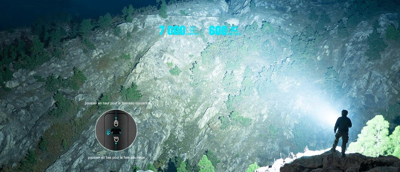 Lampe Torche Olight MARAUDER Mini TERRAIN DESERTIQUE - 7000 Lumens - Rechargeable - NYCTALOPE