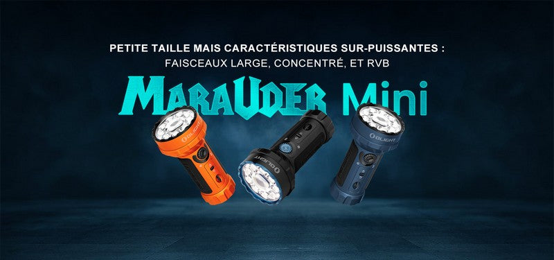 Lampe Torche Olight MARAUDER Mini NOIR - 7000 Lumens - Rechargeable  NYCTALOPE  