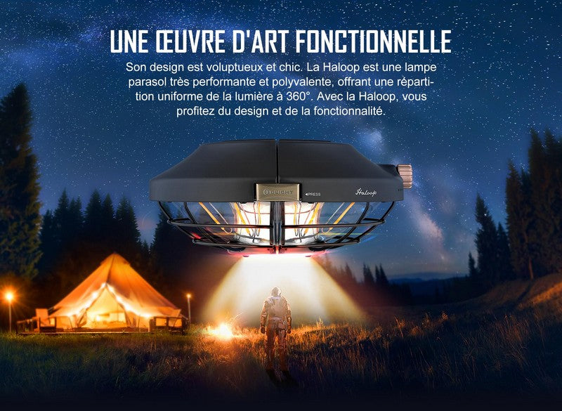 Olight Haloop - Lanterne parasol rechargeable pour camping  NYCTALOPE  