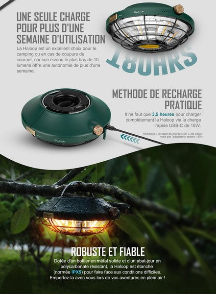 Olight Haloop - Lanterne parasol rechargeable pour camping  NYCTALOPE  