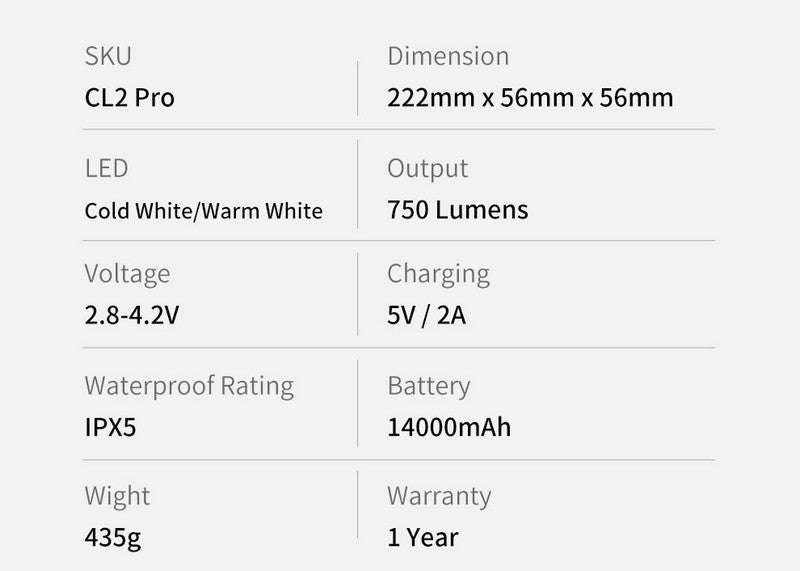 Lanterne Klarus CL2 PRO BLANCHE - 750 Lumens - Rechargeable et Powerbank  NYCTALOPE  