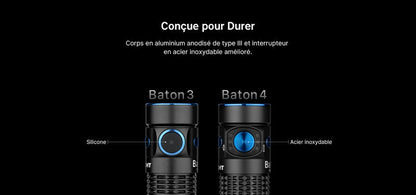Lampe Torche Olight Baton 4 édition standard 1300 Lumens - Noir  NYCTALOPE  