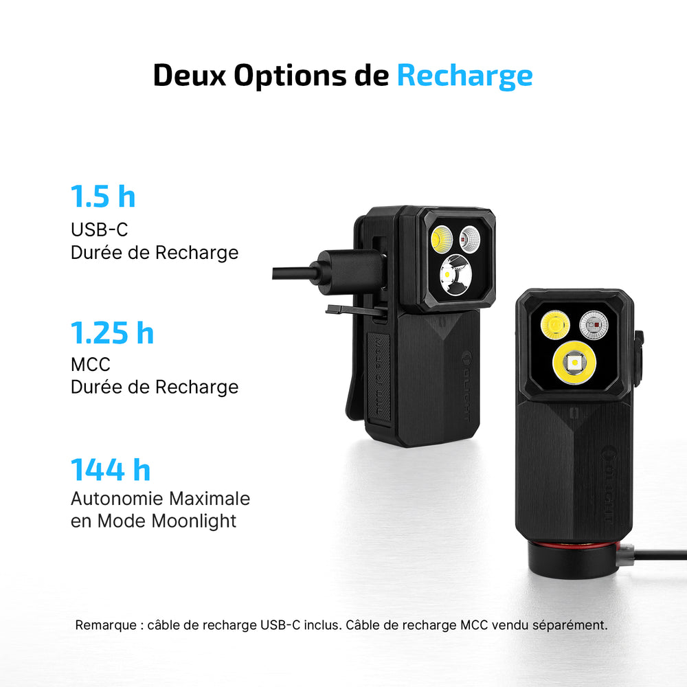 Olight Oclip 2 Ultra - Lampe clip EDC double axe, lumière rouge et UV