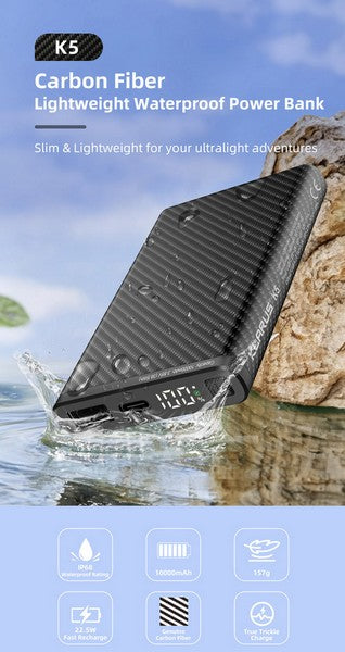 Powerbank batterie Klarus K5 - 10 000 mAh Ultraléger Fibre de Carbone  NYCTALOPE  