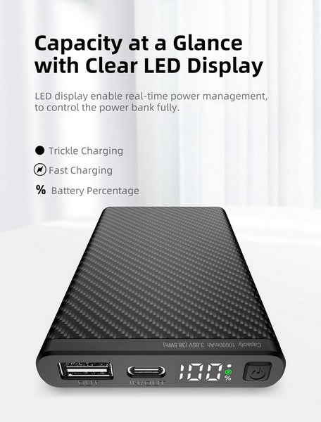 Powerbank batterie Klarus K5 - 10 000 mAh Ultraléger Fibre de Carbone
