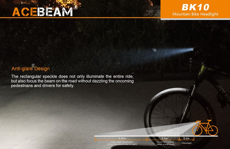 Lampe vélo Acebeam BK10 - 2000 Lumens - NYCTALOPE