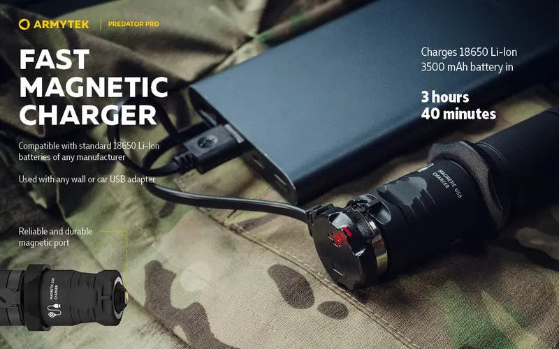 Armytek Predator Pro Magnet USB Extended Set – 1500/1400 Lumens  NYCTALOPE  