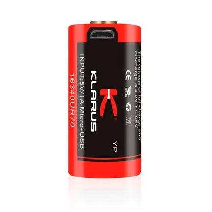 Batterie Klarus 16340UR70 Rechargeable Micro-USB - 700mAh 3.7V protégée Li-ion - NYCTALOPE