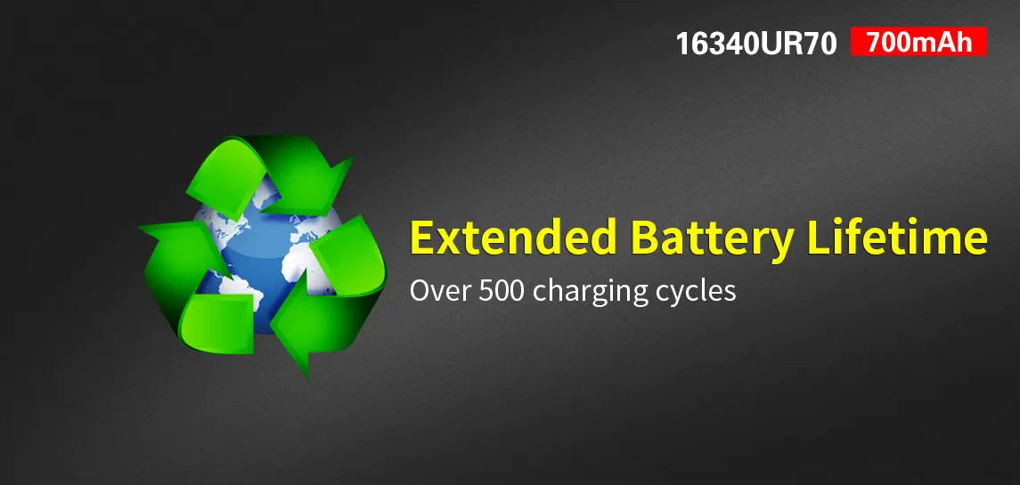 Batterie Klarus 16340UR70 Rechargeable Micro-USB - 700mAh 3.7V protégée Li-ion - NYCTALOPE