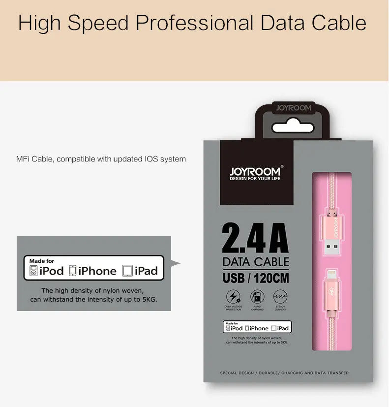 Câble Joyroom haute vitesse 1,2 mètres - Certifié iPhone / iPad / iPod - NYCTALOPE