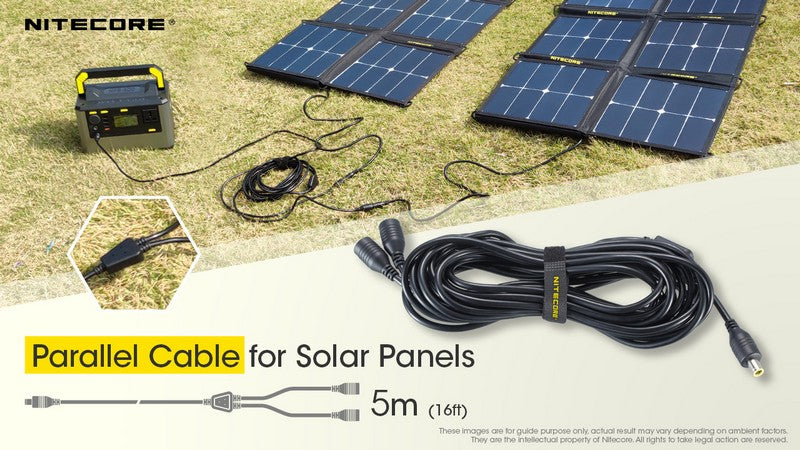 Câble parallèle Nitecore pour panneau solaire FSP100 – 5 Mètres double sorties