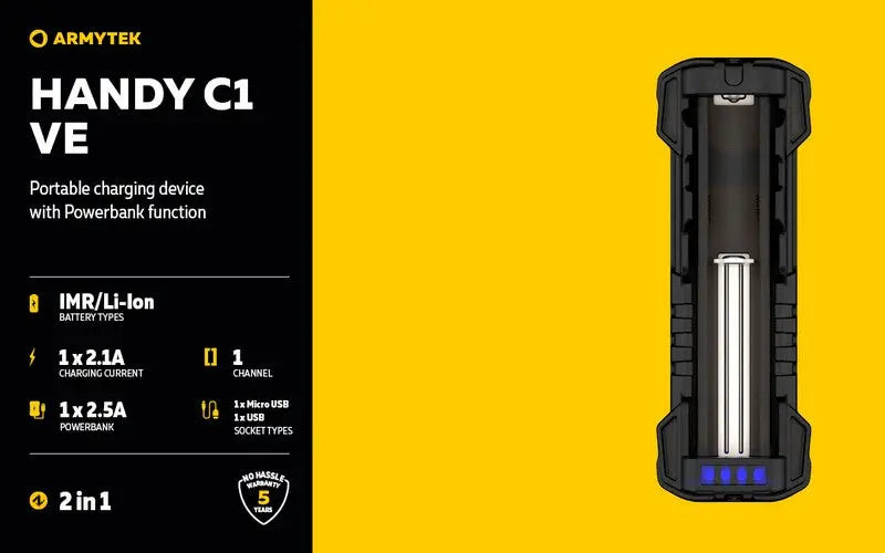 Chargeur Armytek Handy C1 VAPE EDITION - PowerBank - Li-ion, IMR - NYCTALOPE