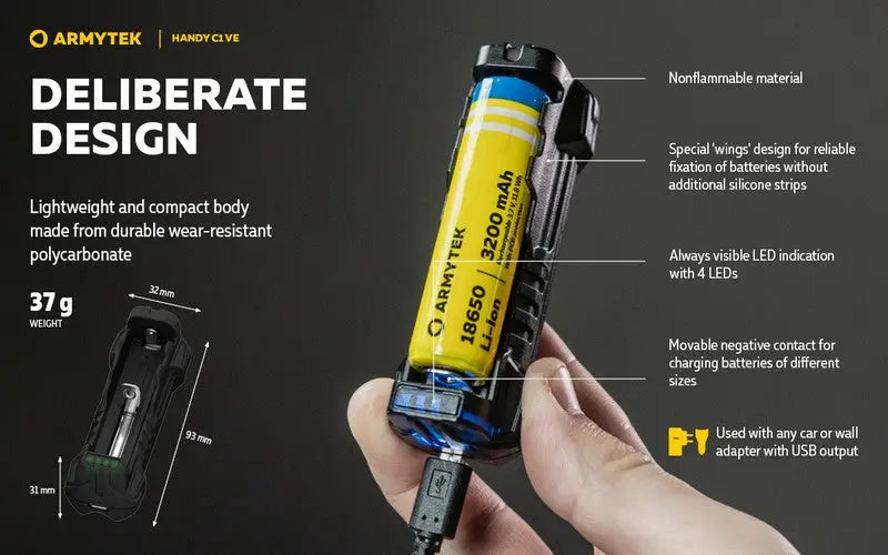Chargeur Armytek Handy C1 VAPE EDITION - PowerBank - Li-ion, IMR - NYCTALOPE