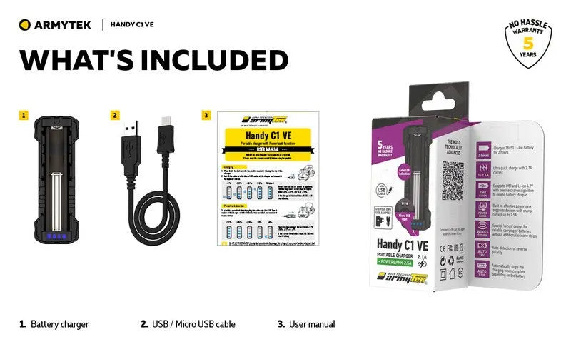 Chargeur Armytek Handy C1 VAPE EDITION - PowerBank - Li-ion, IMR - NYCTALOPE