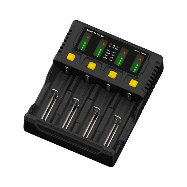 Chargeur Armytek Uni C4 universel pour batterie Li-ion, IMR, Li-FePO4, Ni-MH, Ni-Cd, Ni-Zn - NYCTALOPE