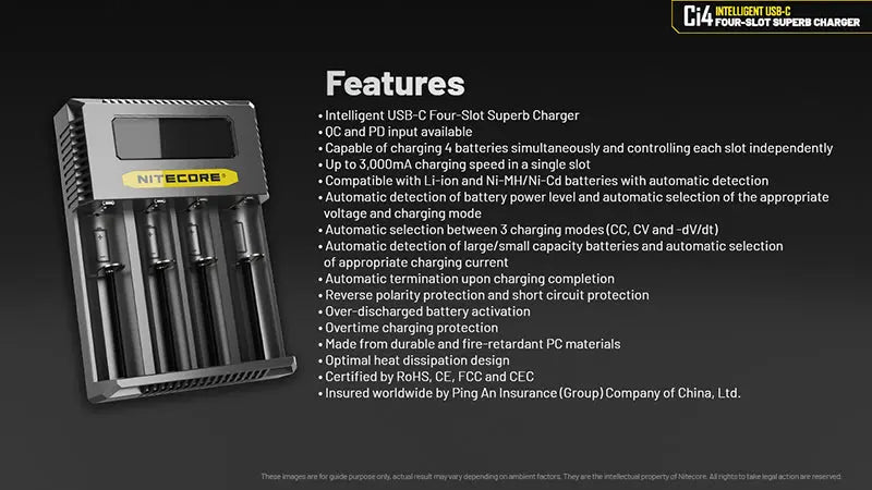 Chargeur Intelligent Nitecore Ci4  NYCTALOPE  