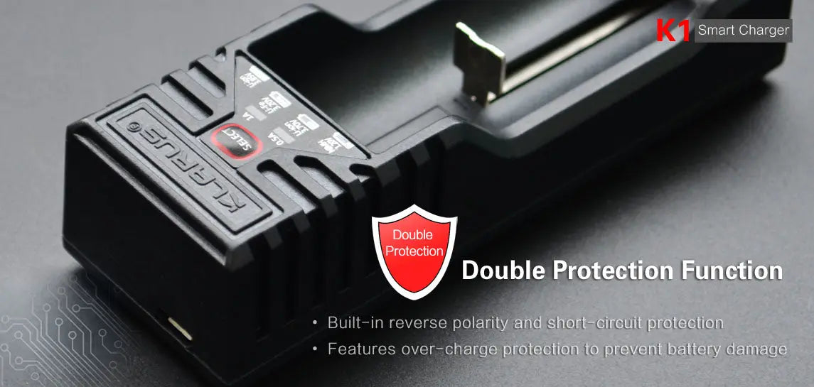 Chargeur Klarus K1 USB 1 baie 18650 Li-ion, Ni-MH, Ni-Cd et LiFePO4 - NYCTALOPE