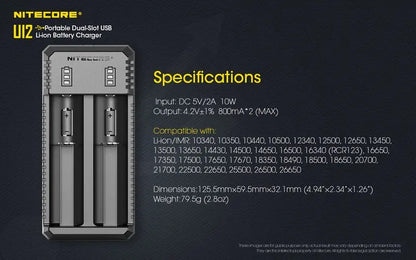 Chargeur Nitecore UI2 pour batteries Li-ion/IMR  NYCTALOPE  