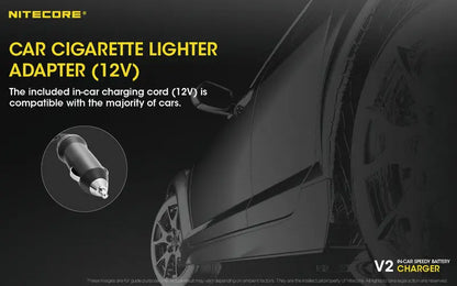 Chargeur de voiture Nitecore V2 pour batteries Li-ion/IMR  NYCTALOPE  